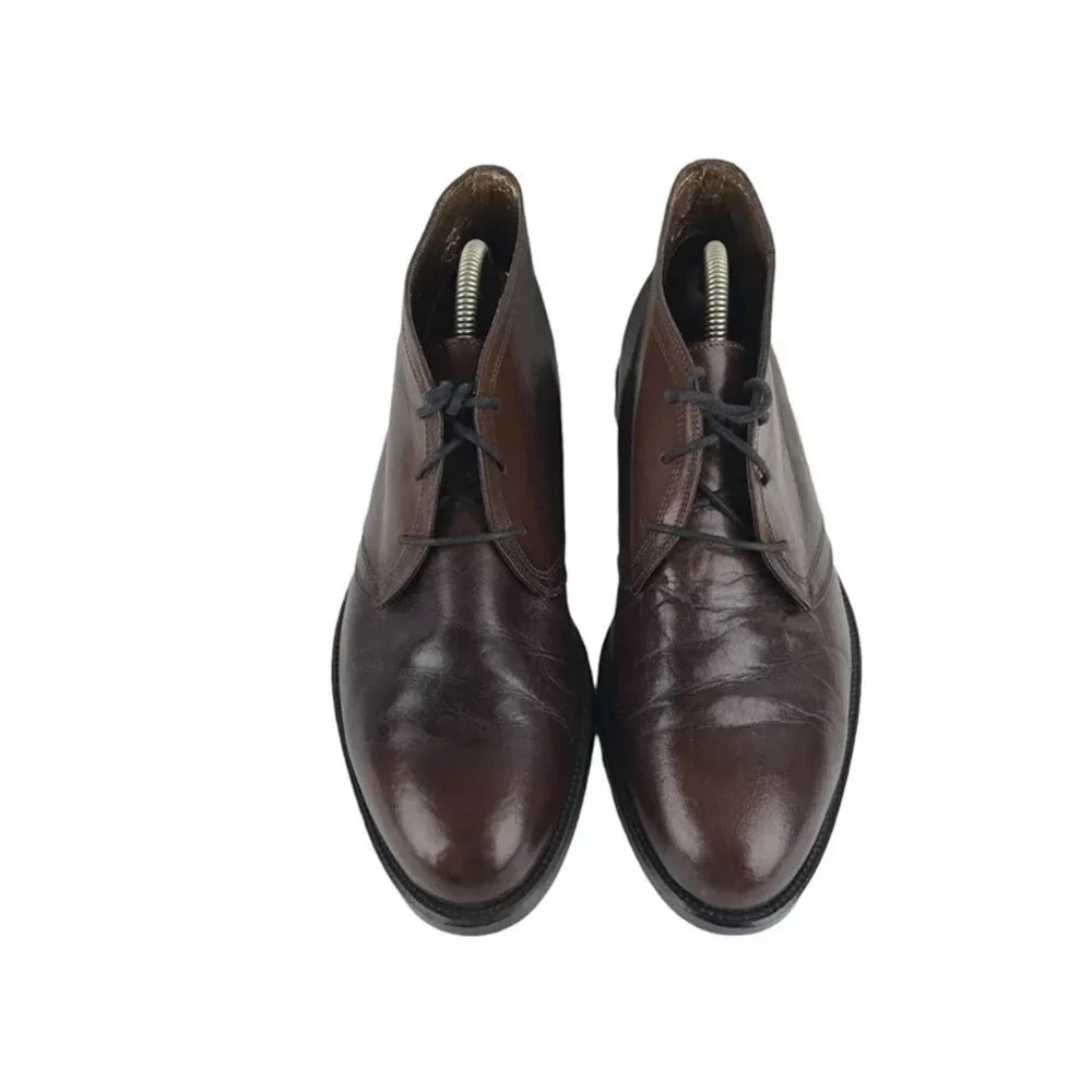 Francisco Mens Brown Leather Almond Toe Lace Up Chukka Boots Size‎ 10 D